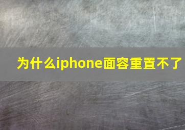 为什么iphone面容重置不了