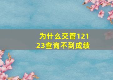 为什么交管12123查询不到成绩