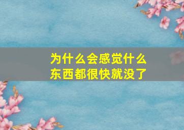 为什么会感觉什么东西都很快就没了