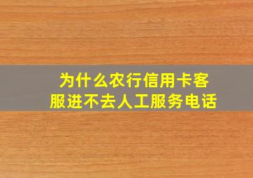 为什么农行信用卡客服进不去人工服务电话