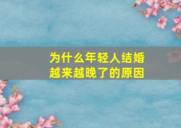 为什么年轻人结婚越来越晚了的原因