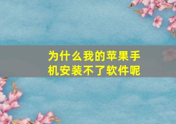 为什么我的苹果手机安装不了软件呢