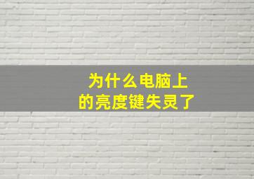 为什么电脑上的亮度键失灵了