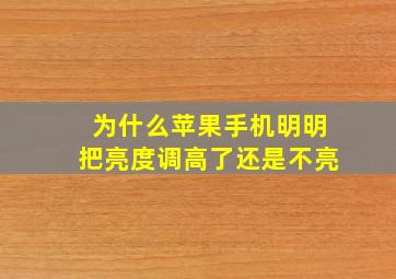 为什么苹果手机明明把亮度调高了还是不亮