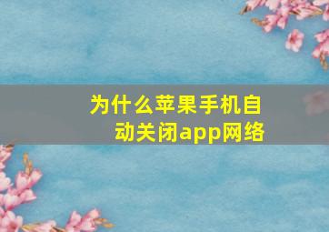 为什么苹果手机自动关闭app网络