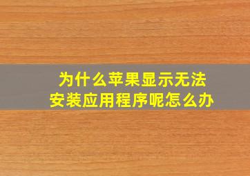 为什么苹果显示无法安装应用程序呢怎么办