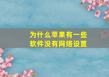 为什么苹果有一些软件没有网络设置