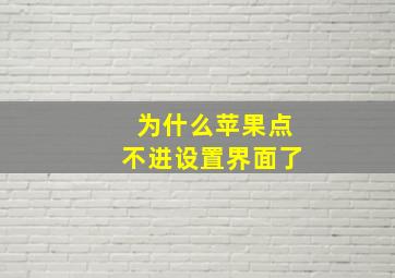 为什么苹果点不进设置界面了