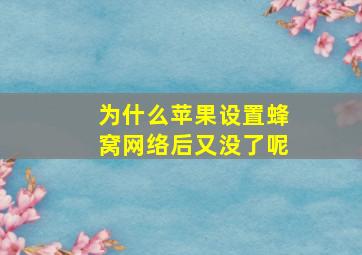 为什么苹果设置蜂窝网络后又没了呢