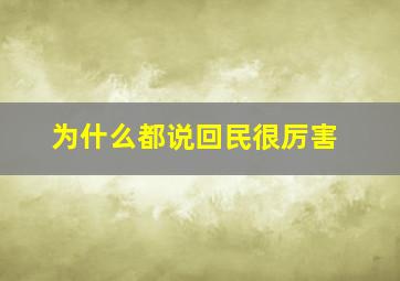 为什么都说回民很厉害