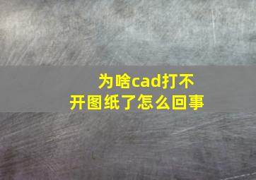 为啥cad打不开图纸了怎么回事