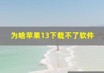 为啥苹果13下载不了软件