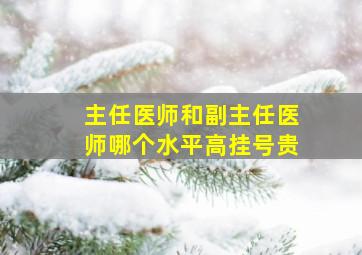 主任医师和副主任医师哪个水平高挂号贵