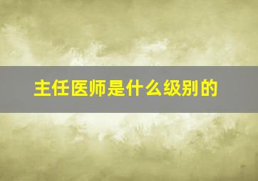 主任医师是什么级别的