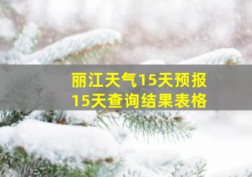 丽江天气15天预报15天查询结果表格