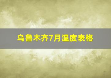 乌鲁木齐7月温度表格