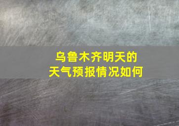 乌鲁木齐明天的天气预报情况如何