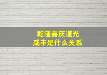 乾隆嘉庆道光咸丰是什么关系