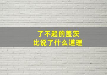 了不起的盖茨比说了什么道理