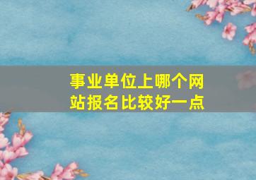 事业单位上哪个网站报名比较好一点