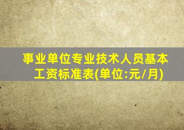 事业单位专业技术人员基本工资标准表(单位:元/月)