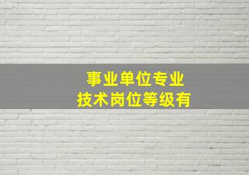 事业单位专业技术岗位等级有