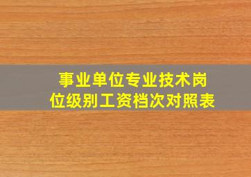 事业单位专业技术岗位级别工资档次对照表