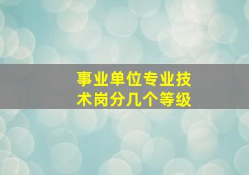 事业单位专业技术岗分几个等级