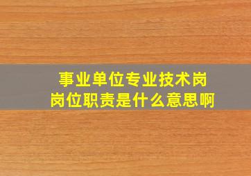 事业单位专业技术岗岗位职责是什么意思啊