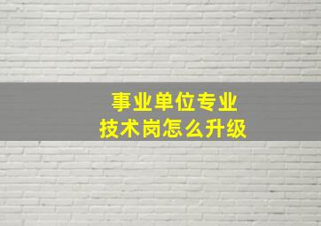 事业单位专业技术岗怎么升级