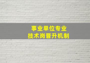 事业单位专业技术岗晋升机制