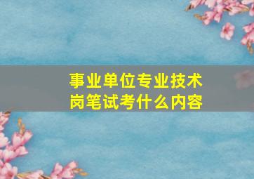 事业单位专业技术岗笔试考什么内容