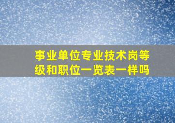 事业单位专业技术岗等级和职位一览表一样吗