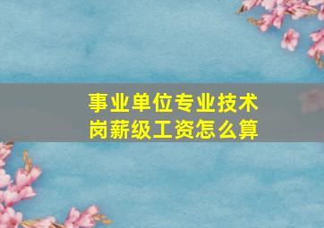 事业单位专业技术岗薪级工资怎么算