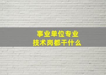 事业单位专业技术岗都干什么