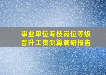 事业单位专技岗位等级晋升工资测算调研报告