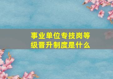 事业单位专技岗等级晋升制度是什么