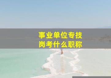 事业单位专技岗考什么职称