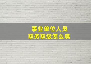 事业单位人员职务职级怎么填