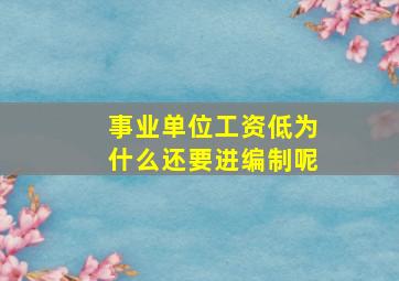 事业单位工资低为什么还要进编制呢