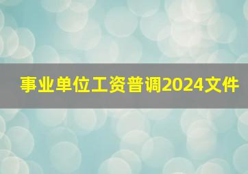 事业单位工资普调2024文件