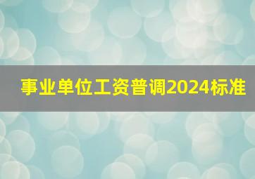 事业单位工资普调2024标准