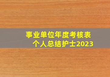 事业单位年度考核表个人总结护士2023