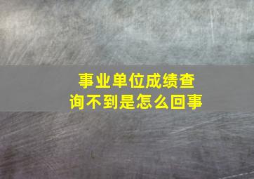 事业单位成绩查询不到是怎么回事