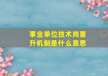 事业单位技术岗晋升机制是什么意思