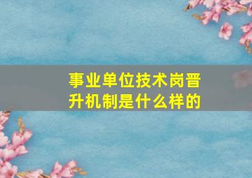 事业单位技术岗晋升机制是什么样的