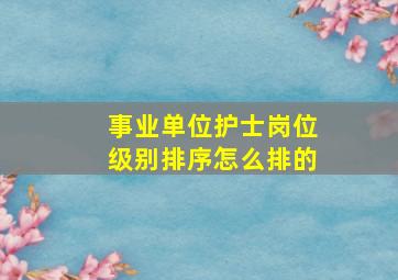 事业单位护士岗位级别排序怎么排的