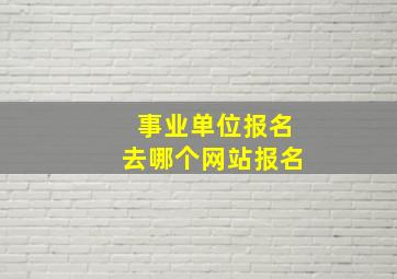 事业单位报名去哪个网站报名