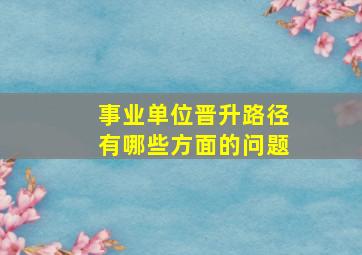 事业单位晋升路径有哪些方面的问题