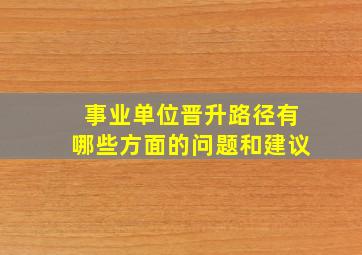 事业单位晋升路径有哪些方面的问题和建议